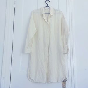 Uniqlo Linen Blend Button Down Shirt Dress